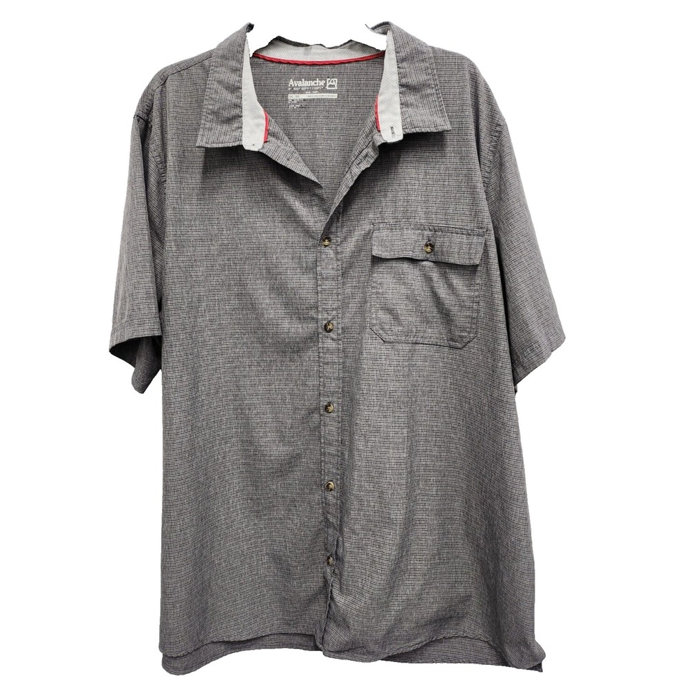 Avalanche Mens Shirt 2XL Gray Striped Short Sleeve Button Down Outdoor Hiking